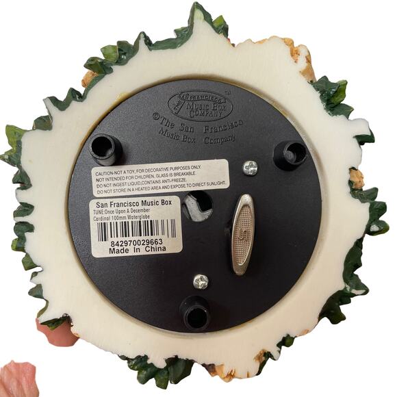 San Francisco Music Box Red Cardinal Water Globe Snow Once Upon A December Rare - Picture 8 of 14